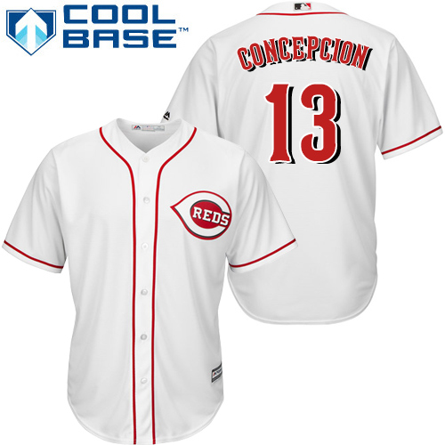 Reds #13 Dave Concepcion White Cool Base Stitched Youth MLB Jersey - Click Image to Close